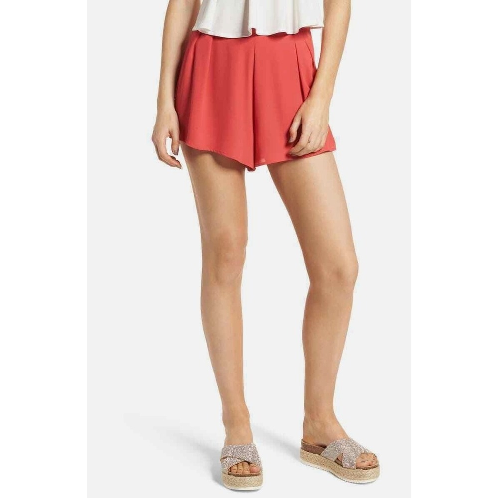 Lush Shorts Pleated High Waisted Women Small Hot Pink Chiffon Style